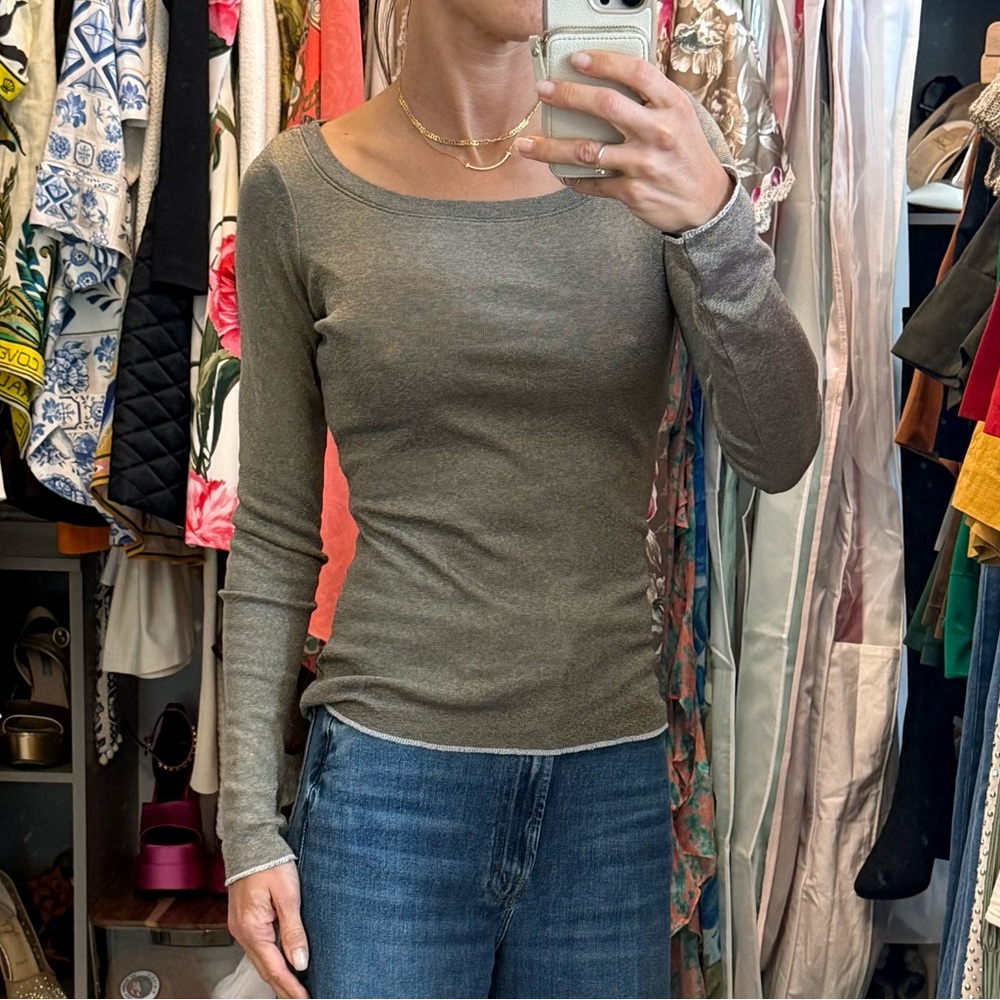 Michael Stars Metallic Knit Long Sleeve Top